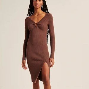 Abercrombie O-Ring Large Brown Sweater Midi Dress.